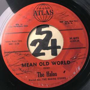 試聴 1962 DOO-WOP THE HALOS MEAN OLD WORLD VG++ SOUNDS EX / VILLAGE OF LOVE VG(+) SOUNDS VG++