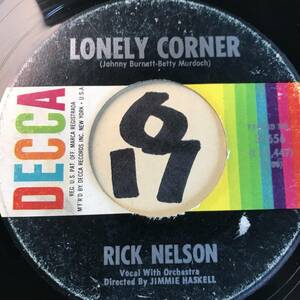 試聴 RICK NELSON LONELY CORNER 両面VG++ SOUNDS EX