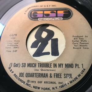 試聴 JOE QUARTERMAN & FREE SOUL (I GOT) SO MUCH TROUBLE IN MY MIND PT1 PT2 両面VG+ SOUNDS VG++ 