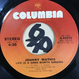 試聴 ブラックスプロイテーションのサントラに通じる恰好良さ JOHNNY MATHIS LIFE IS A SONG WORTH SINGING 両面NM