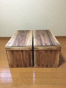 Art hand Auction Aomori Prefecture Apple Boxes, Wooden Boxes, Set of 2 Boxes, with Lids, Grilled, Handmade items, furniture, Chair, shelf, Bookshelf, Shelf