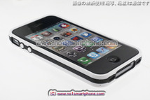 iPhone4S/iPhone4 衝撃吸収ソフトシリコンバンパー付ケース【送料無料】WH._画像1