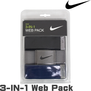 １円★ナイキ 3-IN-1 Web Pack ベルト (黒/グレー/ネイビー)3本組★の画像1