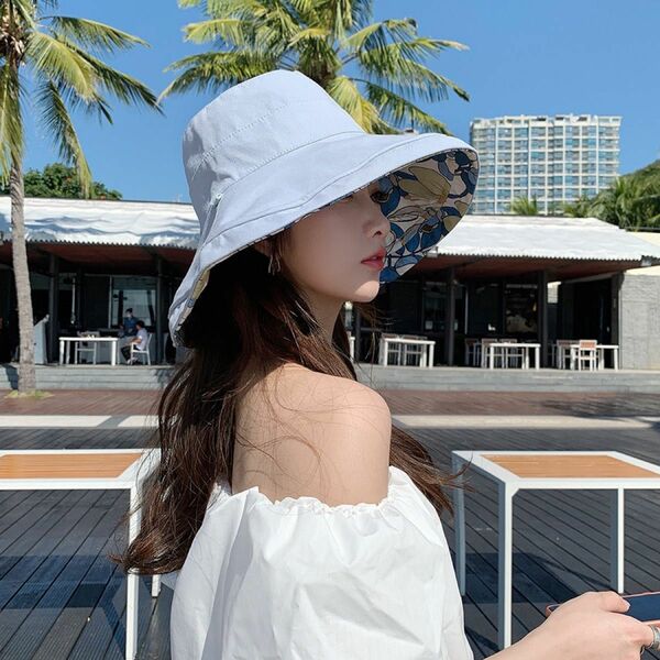 レディース帽子 UVカット両面使える 小顔効果 折りたたみ 日焼け防止