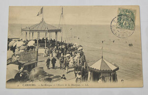 カメラ・写真に関するアンティーク絵葉書　１９０７年　CABOURGの写真屋　フランス製 (6446)