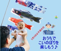 ４点セット こいのぼり 鯉のぼり ベランダ 【鯉3匹 浪柄吹流し付き 】 こどもの日 初節句 お祝い 五月五日 子供の日 端午の節句 出産祝_画像9