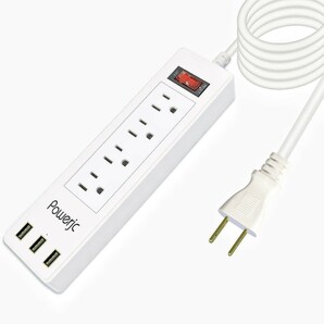 USB 電源タップ コンセント 4個AC充電口 3個USBポート 電源コード たこあしコンセント OAタップ 一括スイッチ付き 1.5m 延長コード の画像1