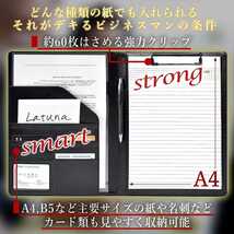 バインダー　メモ帳(28枚)付き A4 革 クリップボード クリップ ファイル 二つ折り ペンホルダー ポケット付き ブラウン_画像2