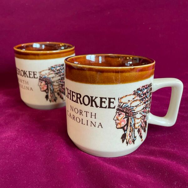  ヴィンテージ チェロキー CHEROKEE マグカップ 2個セット 陶器 ネイティブアメリカン インディアン