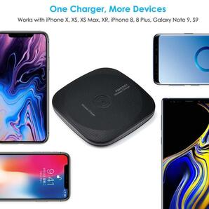 Qi ワイヤレス充電器 ワイヤレスチャージャー Qi充電器 スマホ充電器 置くだけ充電器 iPhone 8 X XS XSMAX XR 11 android Galaxy S8 003黒の画像5