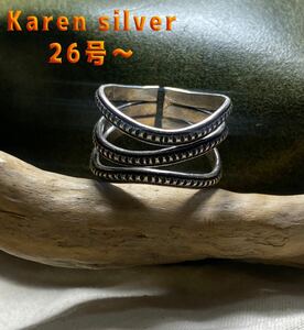 　2439ar034B カレンスシルバーターリングハンドメイド　三連2ミリ26号　Karen アB91ブ