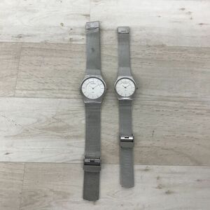 送料185円 電池切れ SKAGEN スカーゲン STEEL スチール ペアウォッチ 233LSS/233SSS 腕時計 クォーツ メンズ/レディース[C3378]