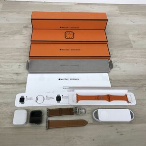 Apple Watch HERMES Series 7 GPS+Cellular 45mm MKMV3J/A A2478 ステンレススチールケースシンプルトゥール レザーストラップ[C3850]の画像1