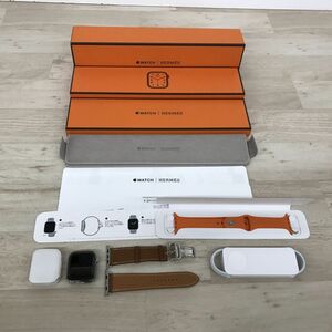 Apple Watch HERMES Series 7 GPS+Cellular 45mm MKMV3J/A A2478 нержавеющая сталь кейс простой палец на ноге ru кожа ремешок [C3850]