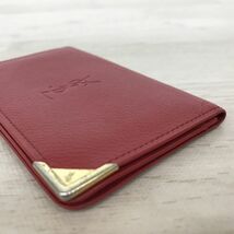 送料185円 イヴサンローラン YSL YVES SAINT LAURENT レザー カードケース 名刺入れ 赤 レッド系[C3950]_画像3