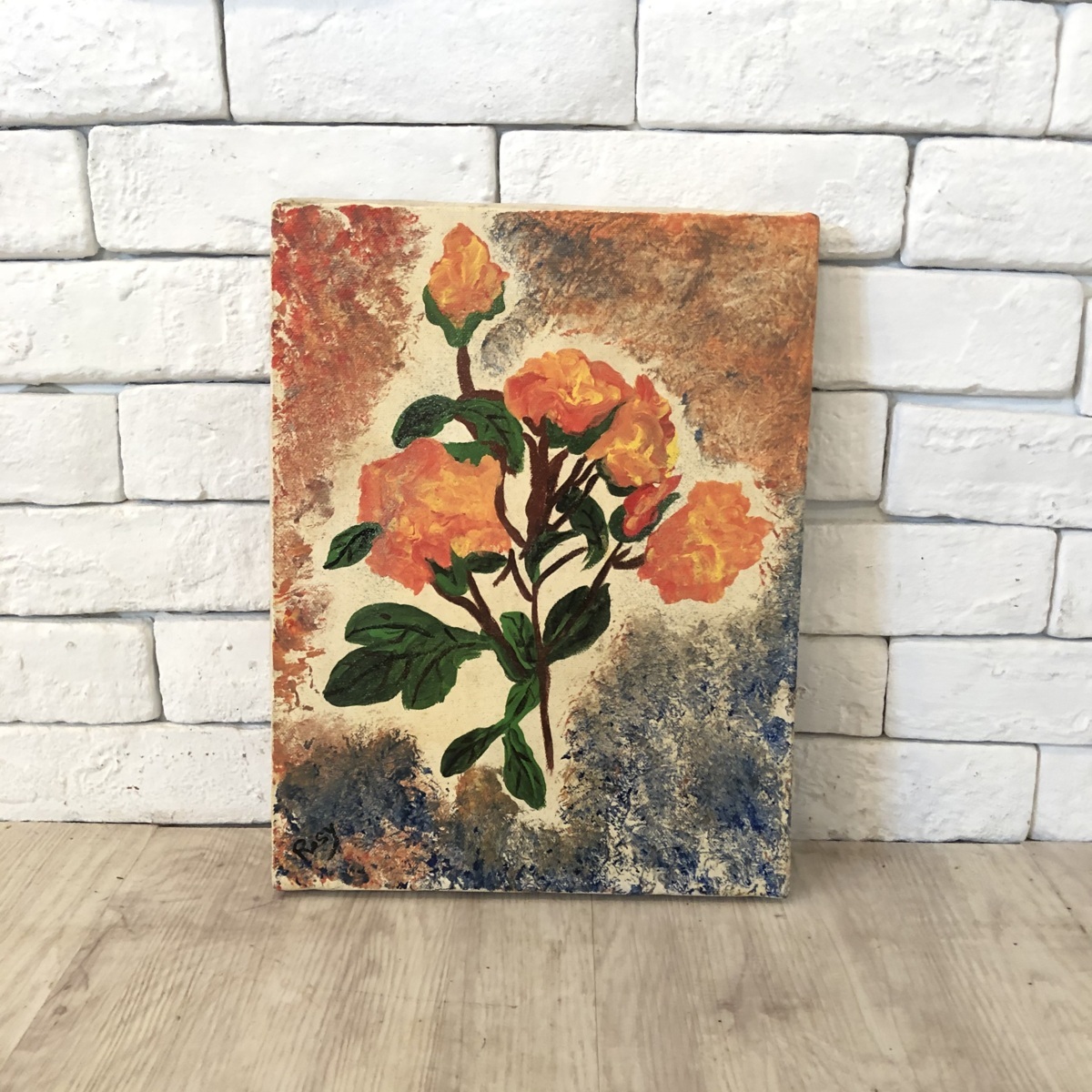 2709 Purchased in Europe Antique Painting Oil Painting Panel Modern Interior Botanical Painting Rose Canvas Height 35cm Width 27cm Depth 2cm bbb, painting, oil painting, Nature, Landscape painting