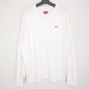 Supreme シュプリーム Small Box L/S Tee スモールボックスロゴ クルーネック 長袖Tシャツ ロンT 赤ロゴ 無地WHITE L 白