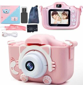 【新品未開封】子供用キッズカメラ ピンク 写真 動画 撮影 プレゼント おもちゃ　32GBmicroSDカード付