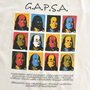 デザイン◎ 90s USA製 G.A.P.S.A. ペンシルベニア大学 ベンジャミンフランクリン Tシャツ ビンテージ アンディウォーホル アート アイビーの画像3