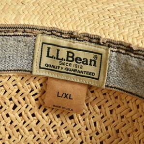 希少！ 良好！ 90s～ USA製 エクアドル製手編み L.L.Bean パナマハット ヴィンテージ ストローハット 麦わら帽子の画像8