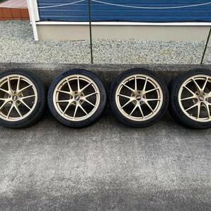 BBS RI-A 033 ゴールド 18インチ ８.5J インセット48 PCD114.3 5穴（ミシュラン中古タイヤ付き）の画像1