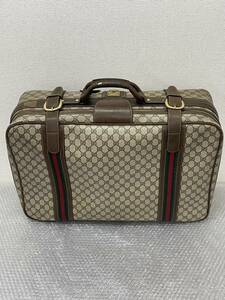 GUCCI/ Gucci / trunk / suitcase / travel bag / travel bag / bag / Old / Sherry line / leather /GG pattern / high capacity /0417a
