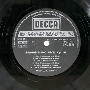 英 ラドゥ・ルプー/ブラームス ピアノ作品集/DECCA SXL6831 LPの画像2