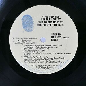 米 POINTER SISTERS/LIVE AT THE OPERA HOUSE/BLUE THUMB BTS8002 LPの画像2