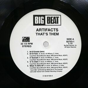 ARTIFACTS/THAT’S THEM/BIG BEAT 927531 LPの画像3