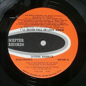 米 DIONNE WARWICK/I’LL NEVER FALL IN LOVE AGAIN/SCEPTER SPS581 LPの画像2