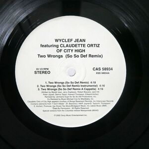 米 WYCLEF JEAN/TWO WRONGS (SO SO DEF REMIX)/COLUMBIA CAS58934 12