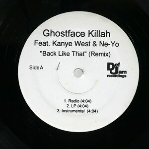 米 プロモ GHOSTFACE KILLAH/BACK LIKE THAT (REMIX)/DEF JAM RECORDINGS GFKBLTRE 12