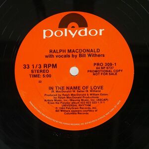 米 RALPH MACDONALD/IN THE NAME OF LOVE/POLYDOR PRO309 LP