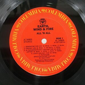 米 EARTH WIND & FIRE/ALL ’N ALL/COLUMBIA JC34905 LPの画像2