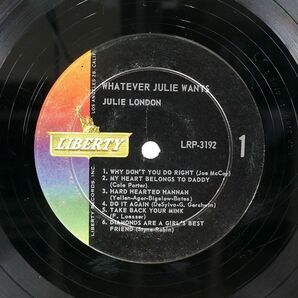 米 ORIGINAL モノラル盤 ジャンク JULIE LONDON/WHATEVER JULIE WANTS/LIBERTY LRP3192 LPの画像2