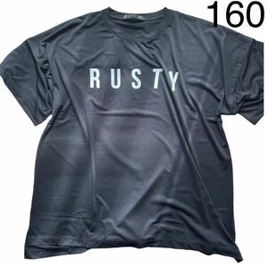 【送料無料】 定価3,960円 新品タグ付き RUSTY 黒 半袖ラッシュTシャツ 160cm ゆったりシルエット UVカット 耐塩素 水陸両用