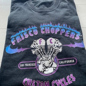 無骨！スカルエンジン！90'sFRISCO CHOPPERSフリスコチョッパーズTシャツ！黒ボディ！100円～最落無し！ビンテージ！検索ハーレー70s80s50sの画像1