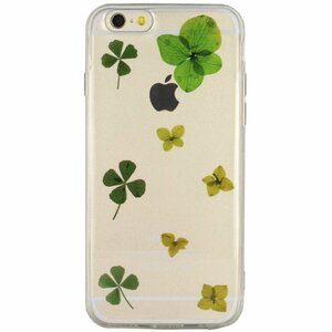 即決・送料込) がうがう! iPhone 6s/6 Dried Flower TPU Four-Leaf ドライフラワーインやわらかTPUクリアケース フォーリーフ