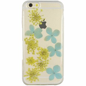 即決・送料込) がうがう! iPhone 6s/6 Dried Flower TPU Blue & Yellow ドライフラワーインTPUクリアケース ブルー&イエロー