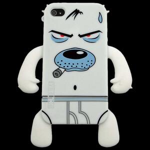 即決・送料込)【ユニークなソフトケース】YETTIDE iPhone 4S / 4 Character Sillicone Skin - Briefs Dog ブリーフドッグ ホワイト