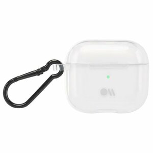 即決・送料込)【ワイヤレス充電OK】AirPods (第3世代) Case Tough Clear w/Black Carabiner Clip