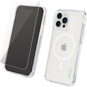 即決・送料込)【Pelican】iPhone 13 Pro Max Case Clear with Screen Protector【Magsafe対応耐衝撃ケースと液晶保護ガラスのセット】