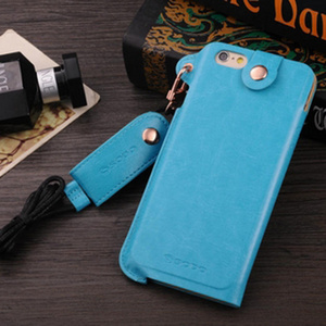即決・送料込)【ネックストラップ付き】SODO iPhone6s/6 Sleeve Style Case with Blue レザー調スリーブタイプケース
