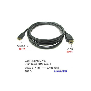 即決・送料込) ミニHDMI ⇔ HDMI ケーブル 2m