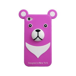 即決・送料込)【かわいいクマのケース】iburg iPhone 4S/4 Full Protection Silicon Bear Red Plum