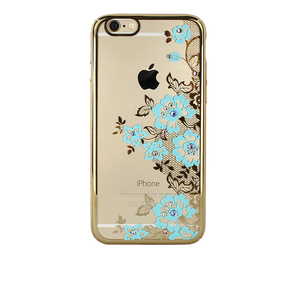 即決・送料込)【花柄 スワロフスキー付きケース】Kavaro iPhone6s/6 Flower & Net Rear Cover Case Blue/Gold