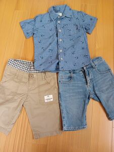 男の子　夏服　シャツ　ハーフパンツ　95　キッズ　グローバルワーク　半ズボン