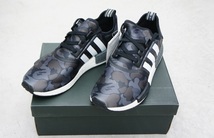 国内正規 ADIDASアディダス × A BATHING APE アベイシングエイプ NMD R1 BAPE サルカモ柄 BA7325 スニーカー US11 本物 黒417O_画像1