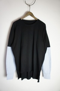 国内正規 美品19SS MM6 Maison Margiela エムエムシックス メゾン マルジェラ シャツ 切り替え Tシャツ S32GC0505 XS 本物 黒123O▲