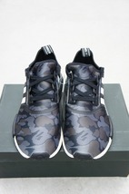 国内正規 ADIDASアディダス × A BATHING APE アベイシングエイプ NMD R1 BAPE サルカモ柄 BA7325 スニーカー US11 本物 黒417O_画像2